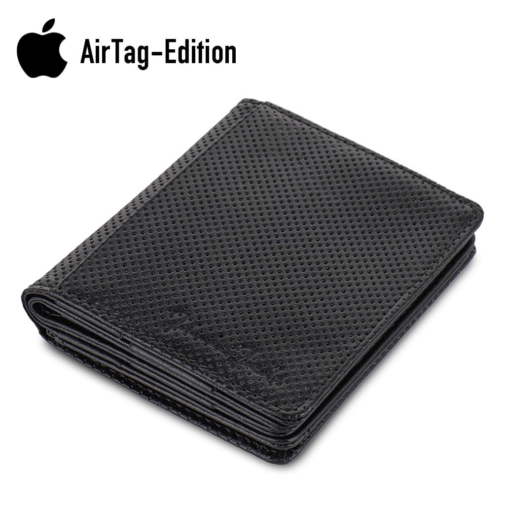 Jaimie Jacobs Geldbeutel Portemonnaie Perforated Leather Black Flapstar AirTag-Edition Magic Wallet with coin pocket Flapstar AirTag-Edition with Coin Pocket Magic Wallet Leather