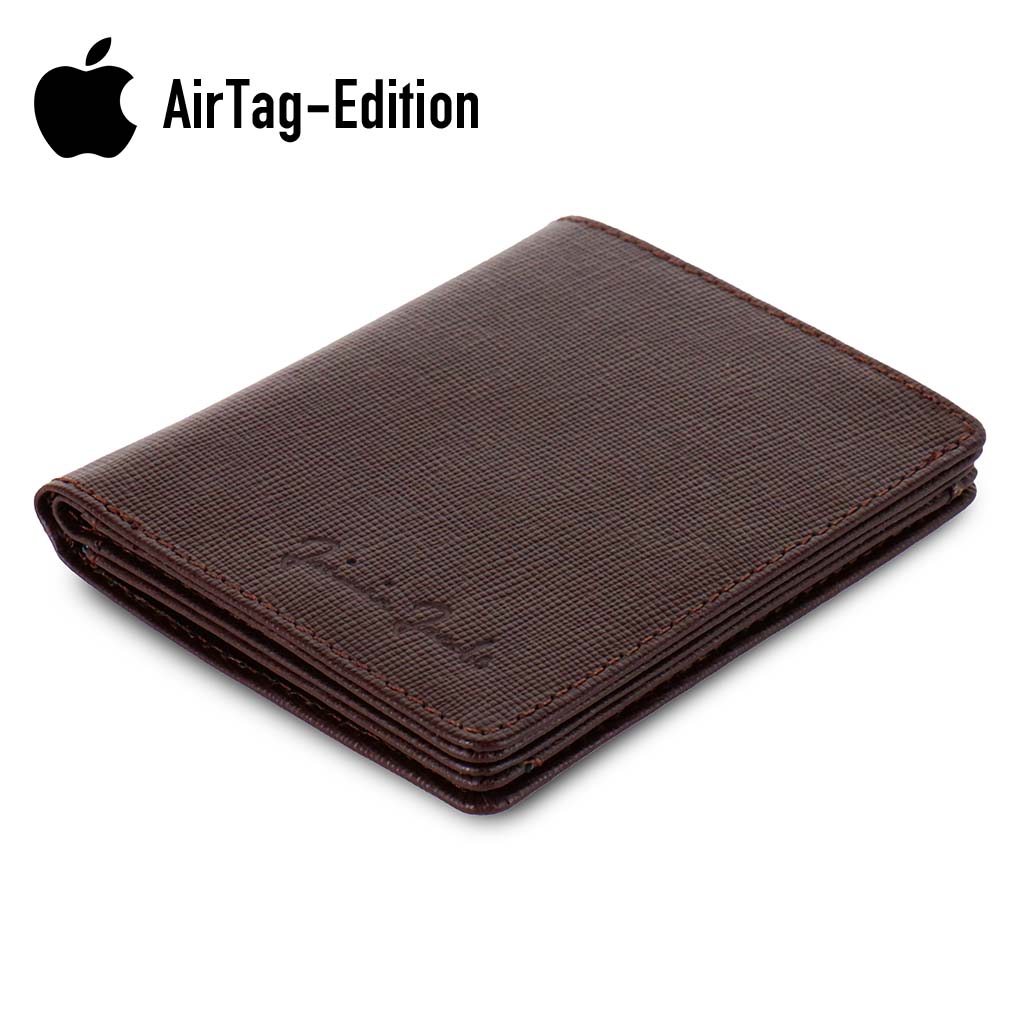 Jaimie Jacobs Geldbeutel Portemonnaie Saffiano Brown Slimstar AirTag-Edition slim wallet with large coin pocket Slimstar AirTag Edition slim wallet with big coin pocket