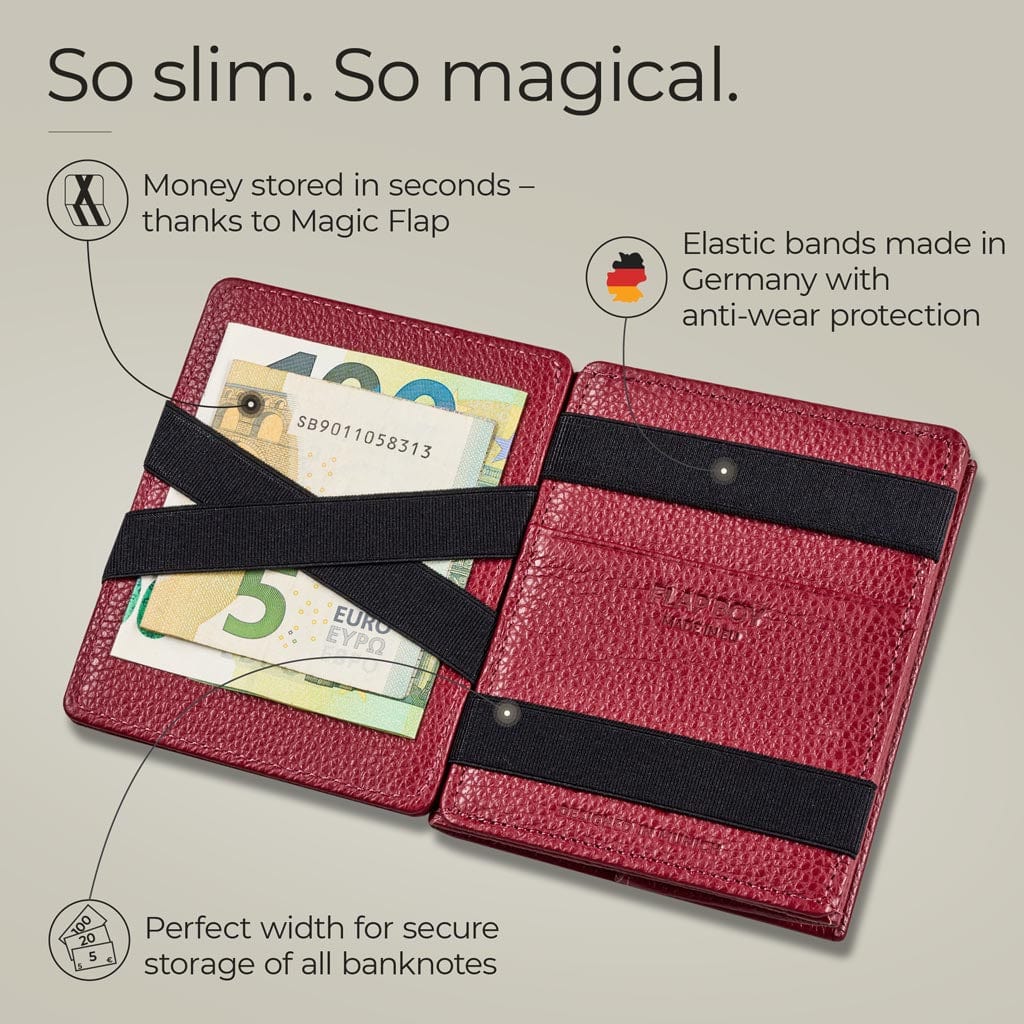 Jaimie Jacobs Geldbeutel Portemonnaie Rosso Milano Flap Boy Ladies Edition - Magic Wallet with Coin Pocket Small Women’s Wallet Flap Boy – Elegant Magic Wallet