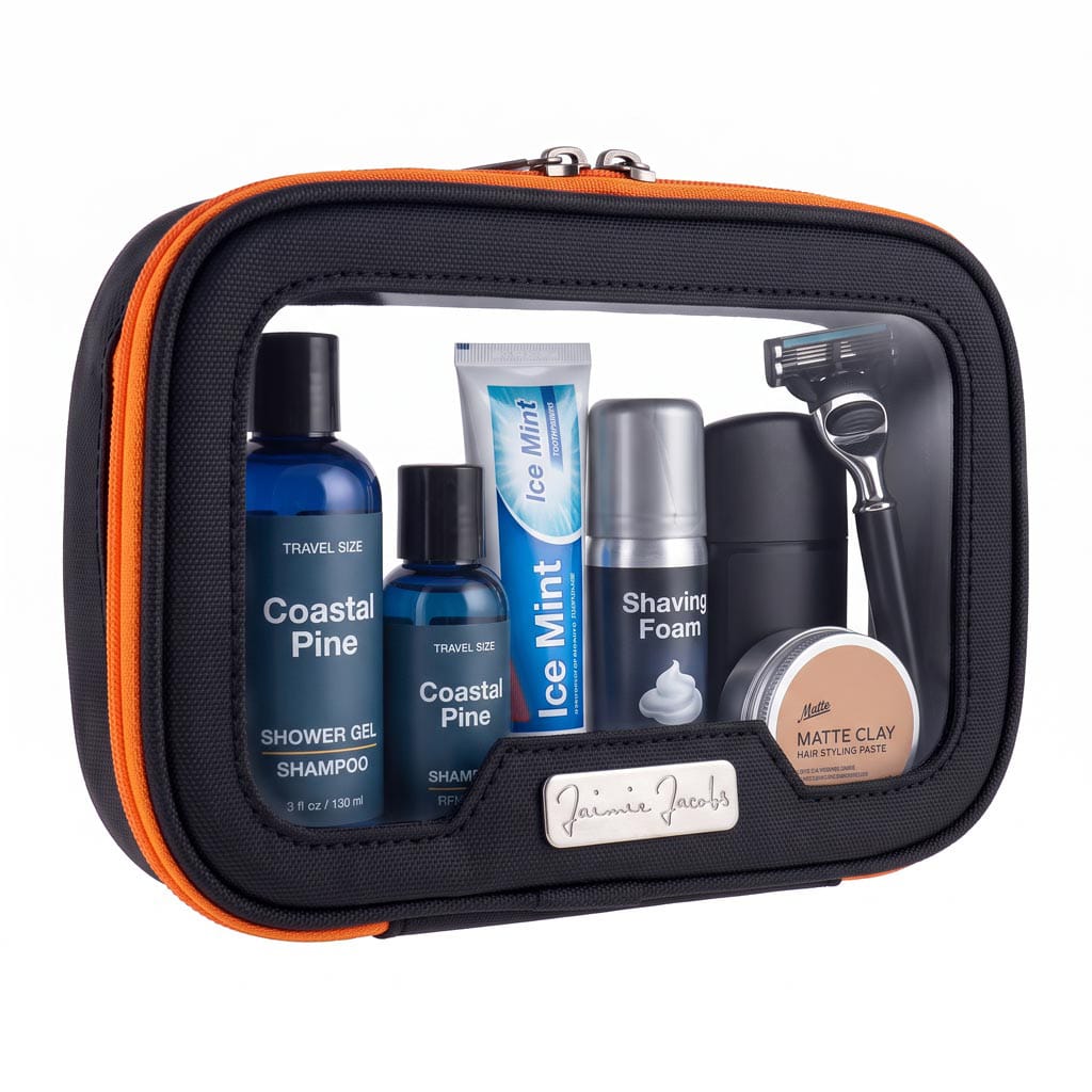 Jaimie Jacobs Travel-Accessoiry Transparent Toiletry Bag for Carry-On Luggage Transparent Toiletry Bag for Carry-On & Air Travel