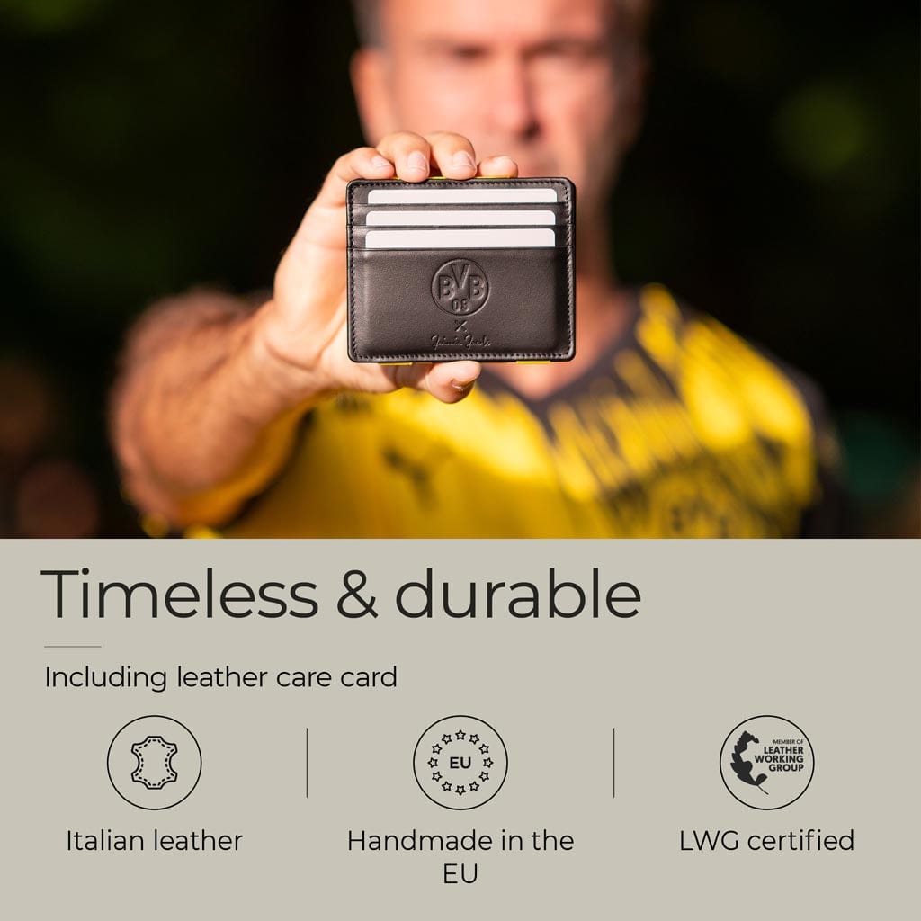 Jaimie Jacobs Geldbeutel Portemonnaie Black with Yellow Flap Boy Slim Borussia Dortmund Edition - Magic Wallet without Coin Pocket Flap Boy Slim Borussia Dortmund Edition Magic Wallet