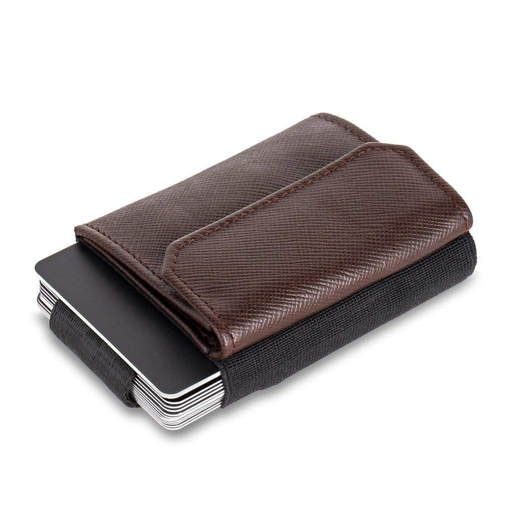 Jaimie Jacobs Geldbeutel Karten Portemonnaie Saffiano Brown Nano Boy Pocket with leather coin pocket - Limited Edition Nano Boy Pocket with leather coin pocket | small & compact