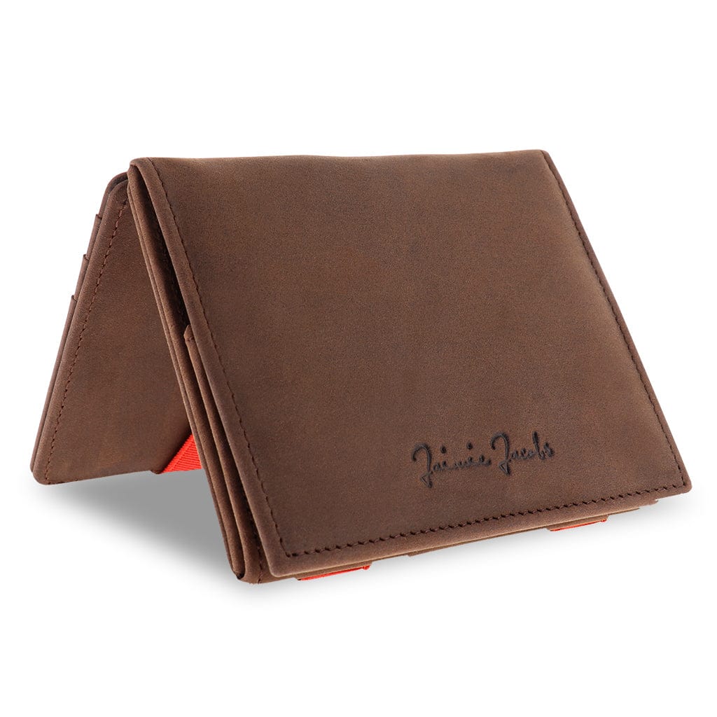 Jaimie Jacobs Geldbeutel Buffalo Leather Dark Brown with Red Flap Boy - Magic Wallet with Coin Pocket jamy jamie jami jakobs