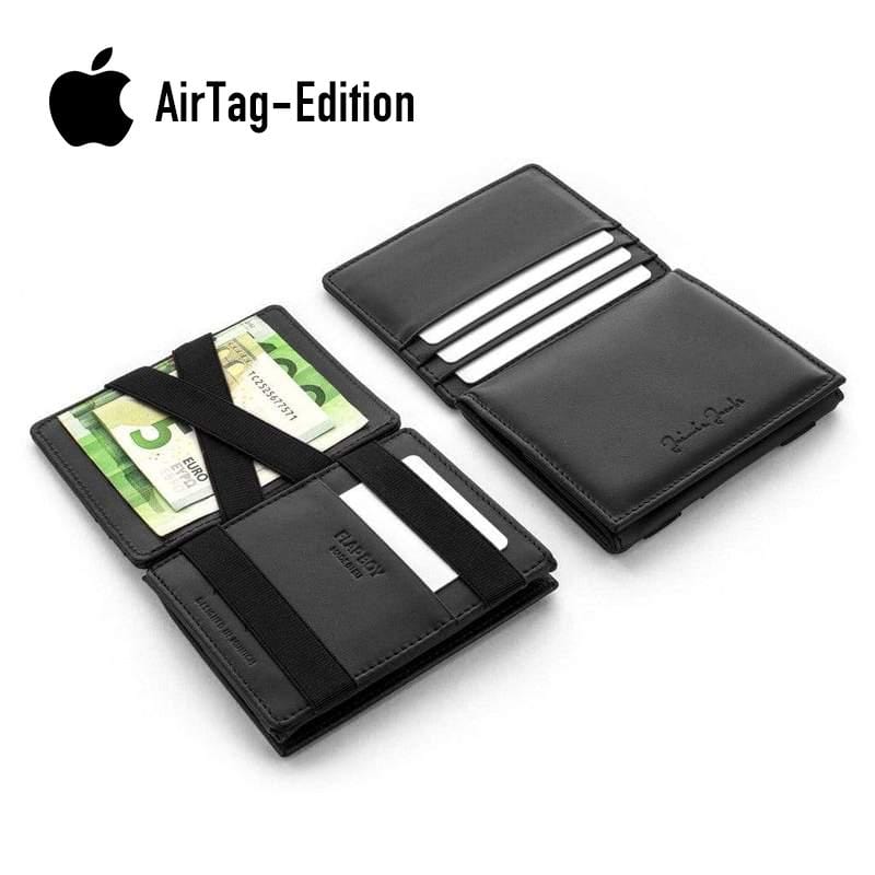 ISENTIALS® AirTag* Porte-monnaie avec protection RFID pour homme I  Portefeuille fin avec support Apple AirTag I petit porte-cartes en cuir I  Mini