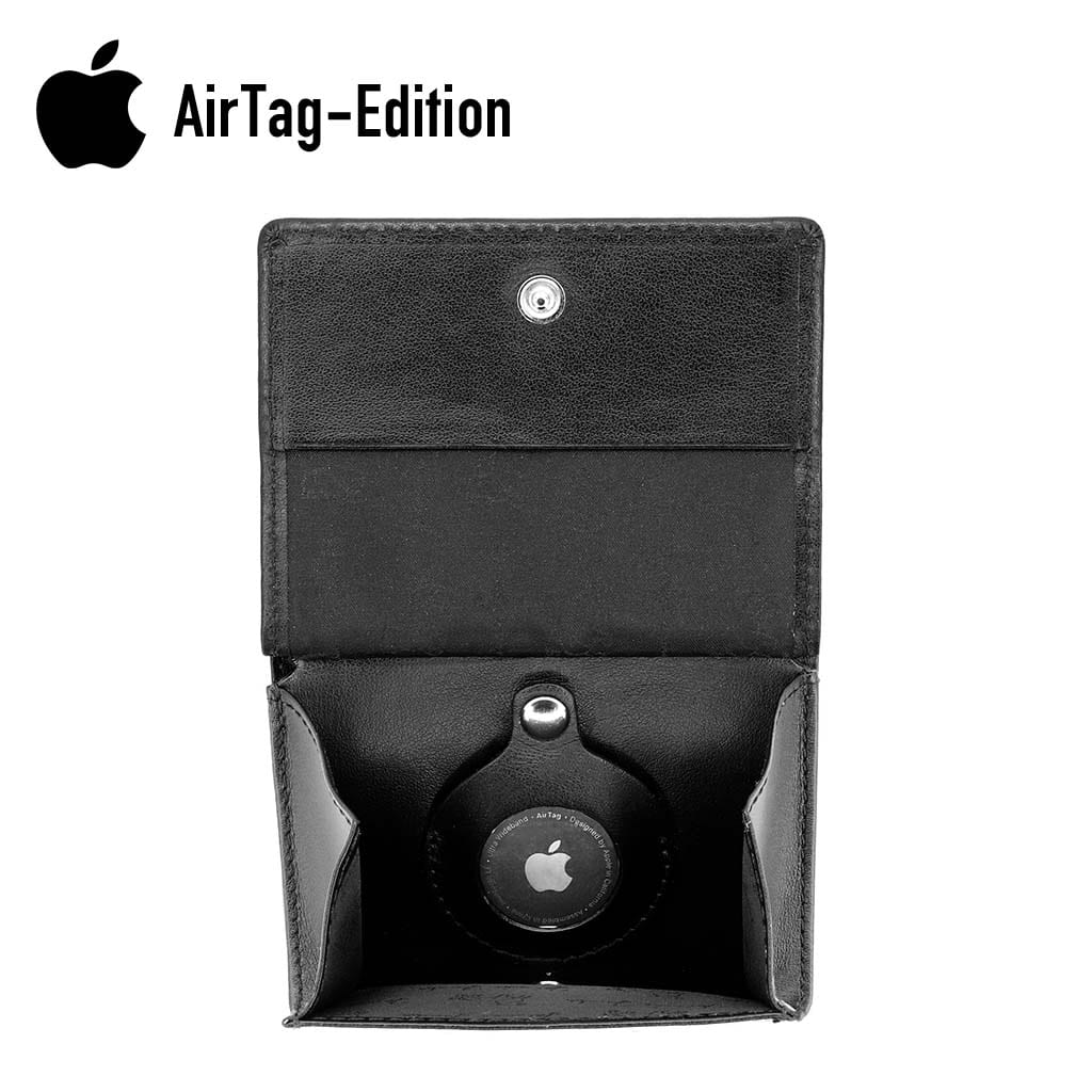 Portefeuille fin avec étui intégré pour Apple AirTag, porte-cartes de  crédit en cuir, portefeuille avec blocage RFID